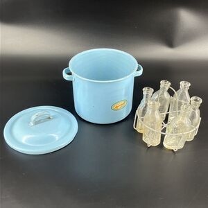 Amsco Doll-E-Toys Baby Bottle Sterilizer Evenflo Glass Bottle,metal, Blue 1950